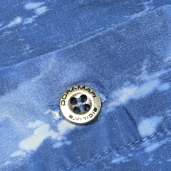 Doramafi Blue Button-Up Shirt with Red Dragon Design Size L - Picture 6 of 10